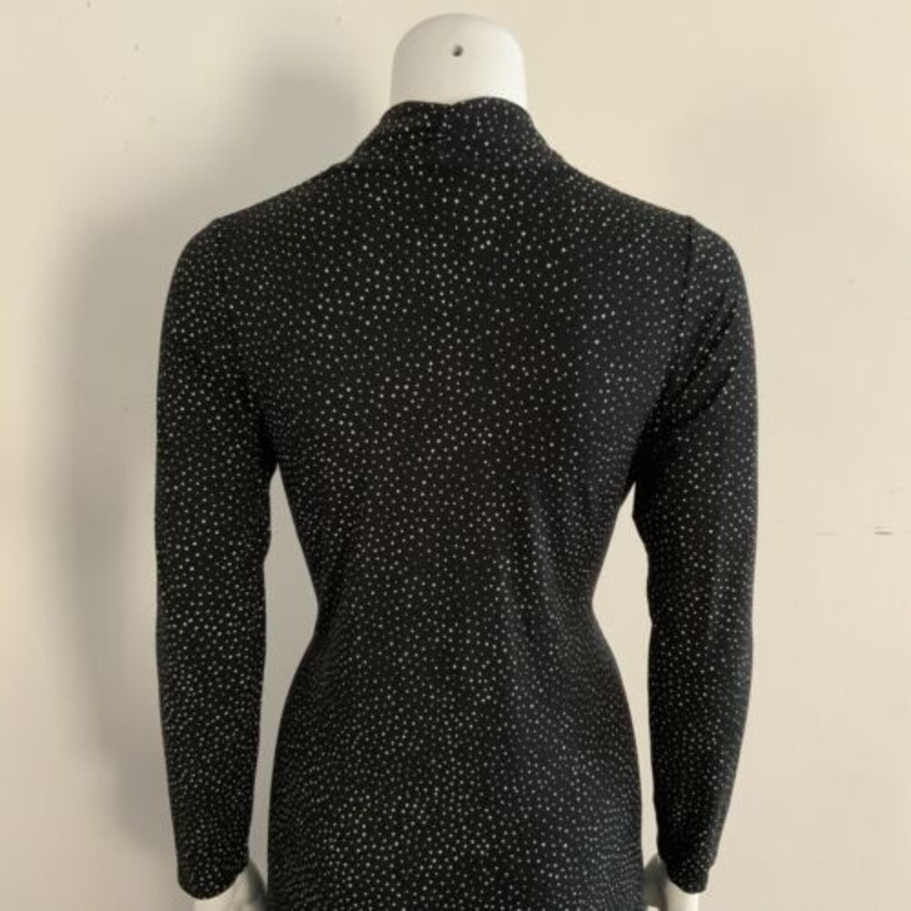 J. Jill Wearever Collection Polka-dot Faux Wrap Dress Black Cream XS - Picture 12 of 13